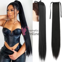 Extensie de par coada dreapta cu snur si pini 80 cm Cod 137F-2 Brunet Natural